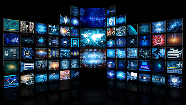 Digital Media concept Wall of screens smart TV